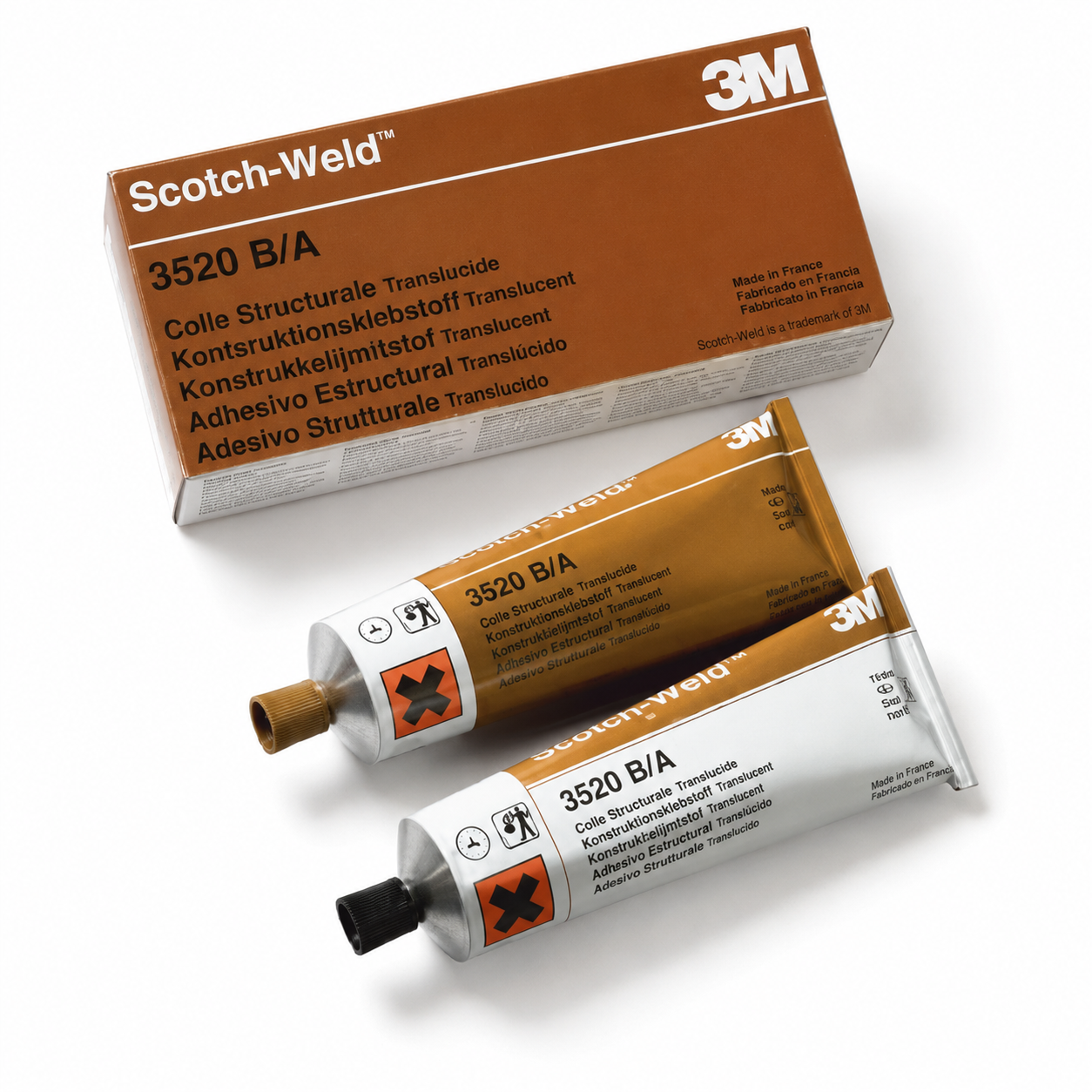 3M Scotch-Weld 3520 B/A Transparent Two-Part Epoxy Structural Adhesive for Metal Glass Ceramic Wood Plastic Bonding